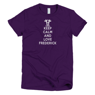 Women's Purple Eggplant American Apparel T-Shirt: KEEP CALM AND LOVE FREDERICK (2102) Form Fitting